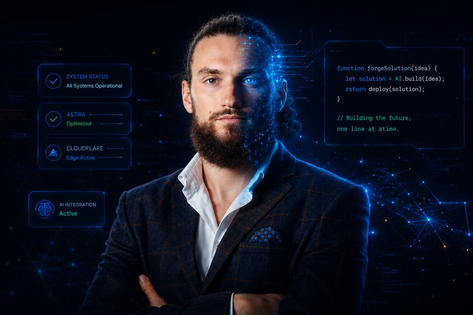 Slava in a cinematic AI forge workspace